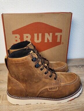 BRUNT Marin Waterproof 6" Soft Toe Brown Leather Lace Up Work Boot Men's 11.5